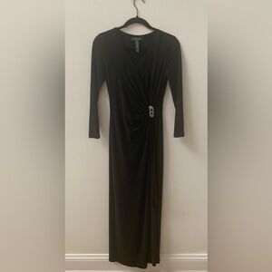 SZ 2 Lauren Ralph Lauren Evening Dress 
Black adorned with brooch